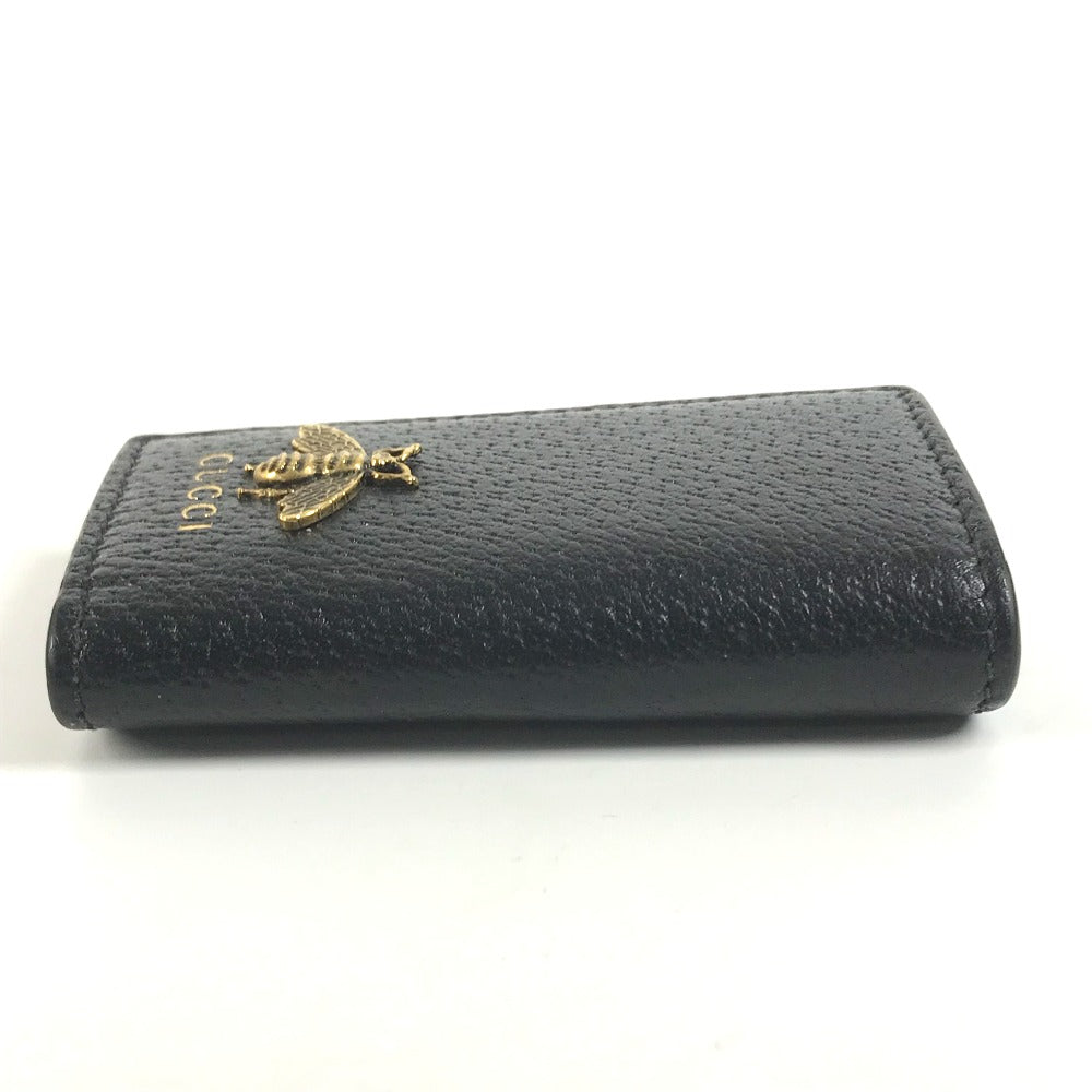 GUCCI Key case Key holder  523633 leather black logo BEE mens Used