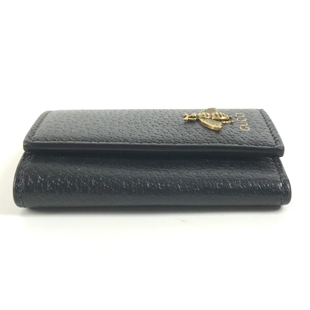 GUCCI Key case Key holder  523633 leather black logo BEE mens Used