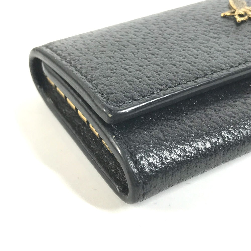 GUCCI Key case Key holder  523633 leather black logo BEE mens Used