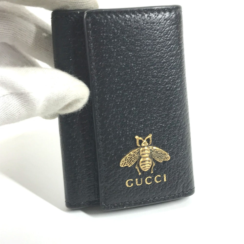 GUCCI Key case Key holder  523633 leather black logo BEE mens Used