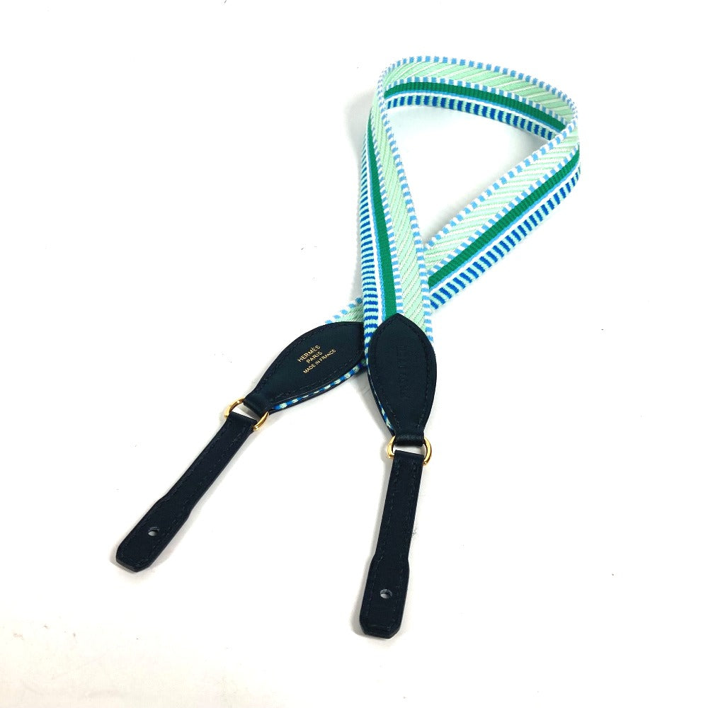 HERMES Shoulder strap Leather / canvas green bandouliere Cavale To Go Women Used