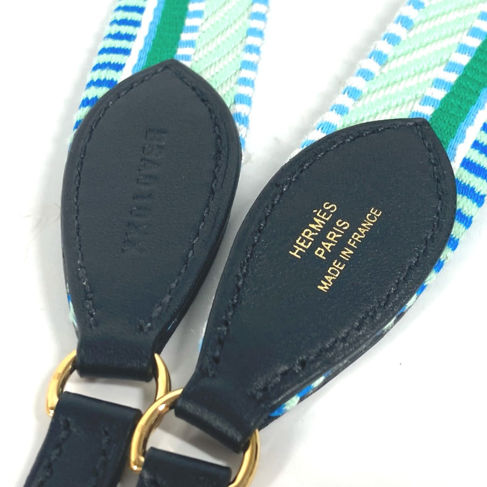 HERMES Shoulder strap Leather / canvas green bandouliere Cavale To Go Women Used