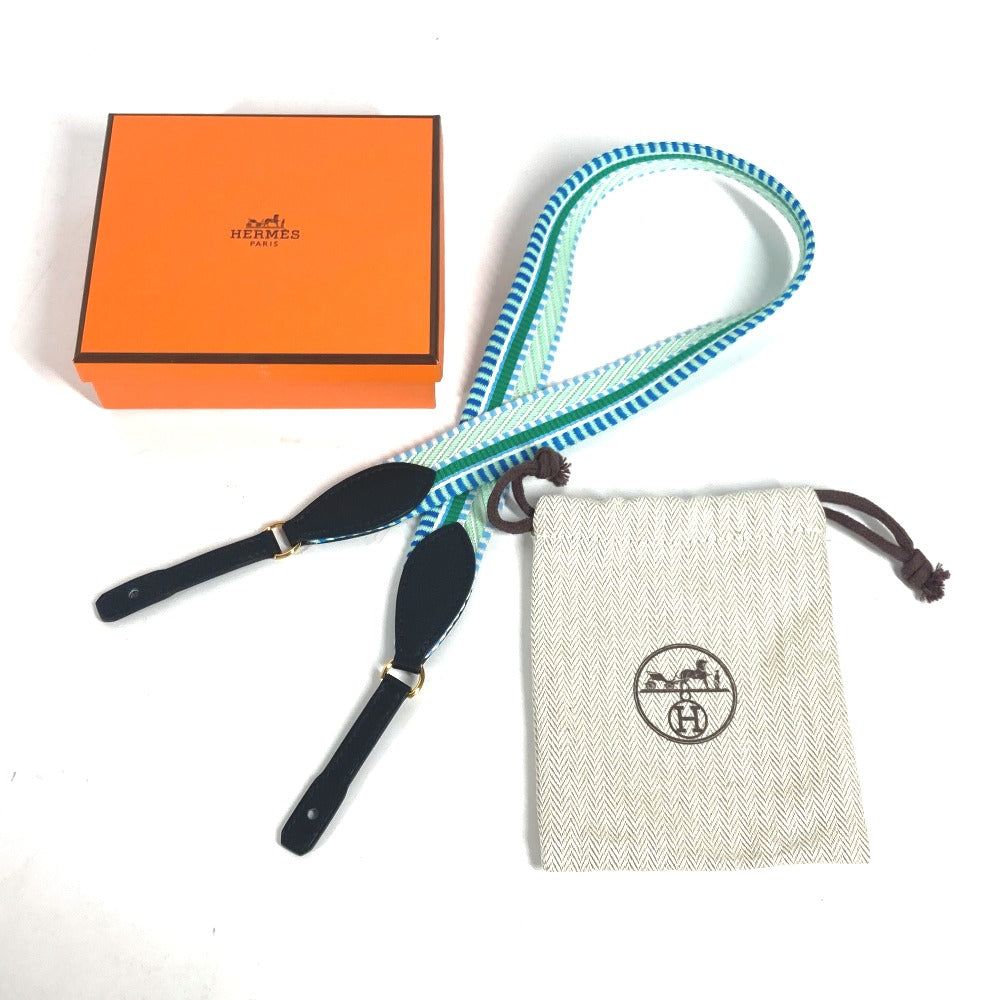 HERMES Shoulder strap Leather / canvas green bandouliere Cavale To Go Women Used