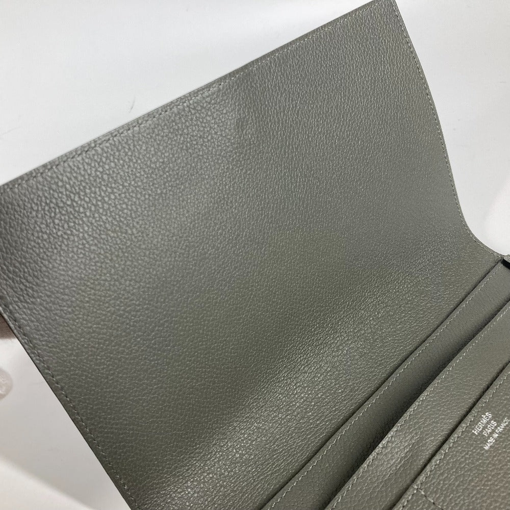 HERMES Long Wallet Purse Evercolor gray RMS Tutankhamun Women Used