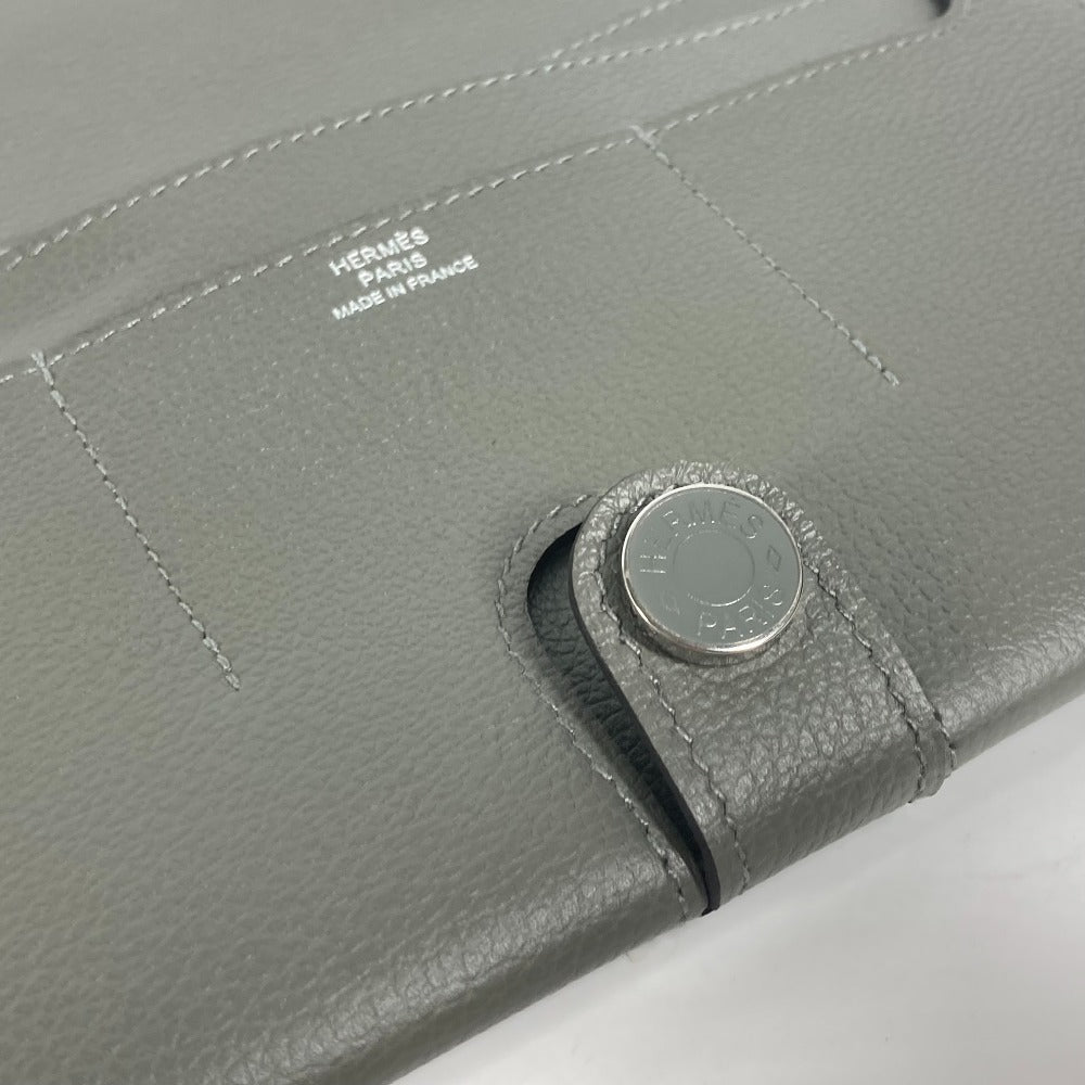 HERMES Long Wallet Purse Evercolor gray RMS Tutankhamun Women Used