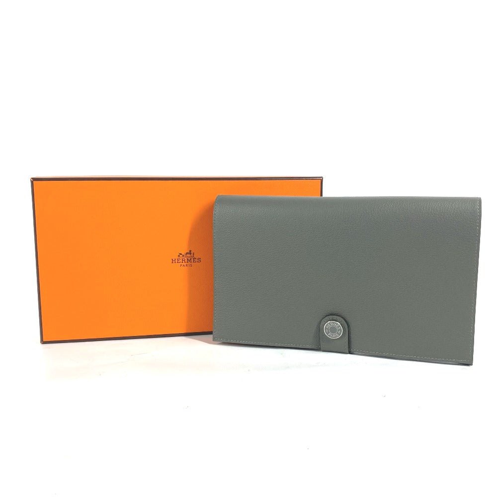 HERMES Long Wallet Purse Evercolor gray RMS Tutankhamun Women Used