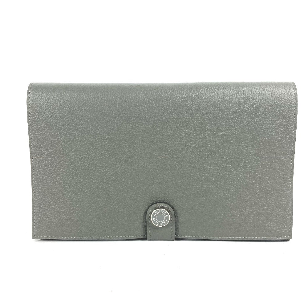 HERMES Long Wallet Purse Evercolor gray RMS Tutankhamun Women Used