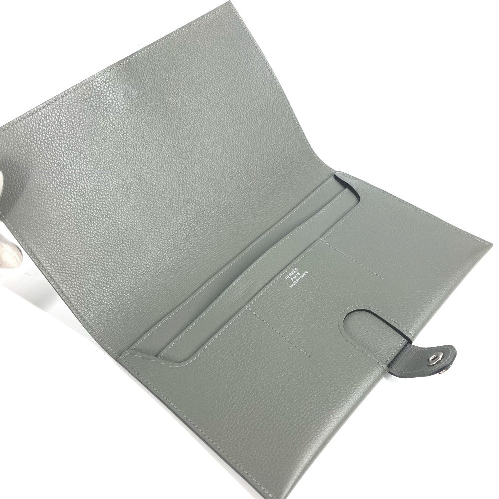 HERMES Long Wallet Purse Evercolor gray RMS Tutankhamun Women Used