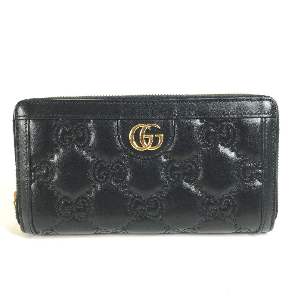 GUCCI Long Wallet Purse 723784 leather black Long wallet GG matelass quilting mens Used