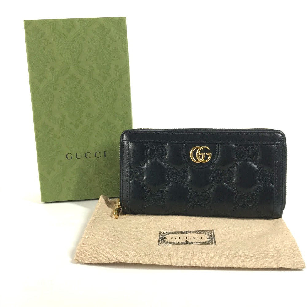GUCCI Long Wallet Purse 723784 leather black Long wallet GG matelass quilting mens Used