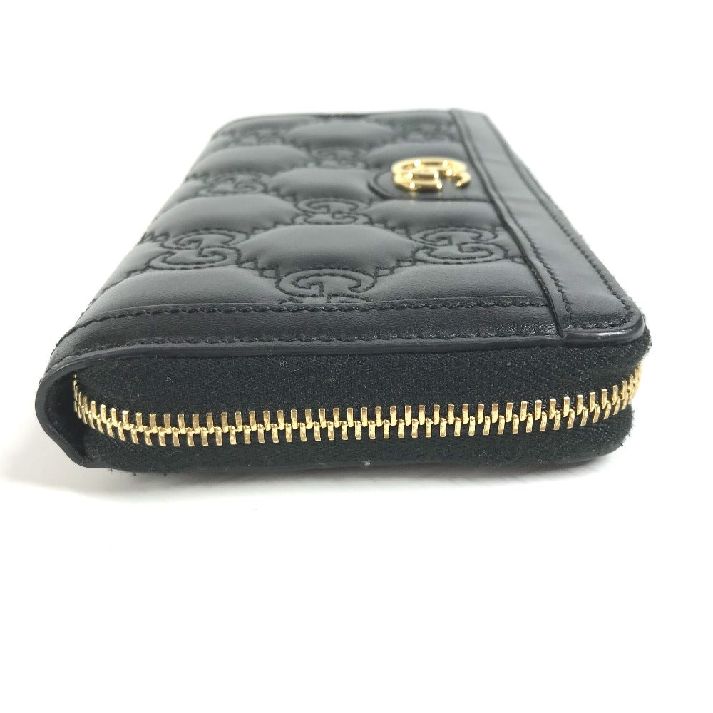 GUCCI Long Wallet Purse 723784 leather black Long wallet GG matelass quilting mens Used