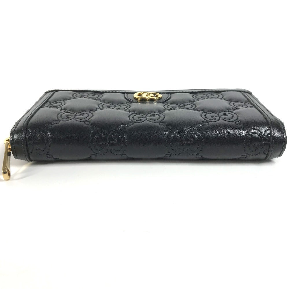 GUCCI Long Wallet Purse 723784 leather black Long wallet GG matelass quilting mens Used