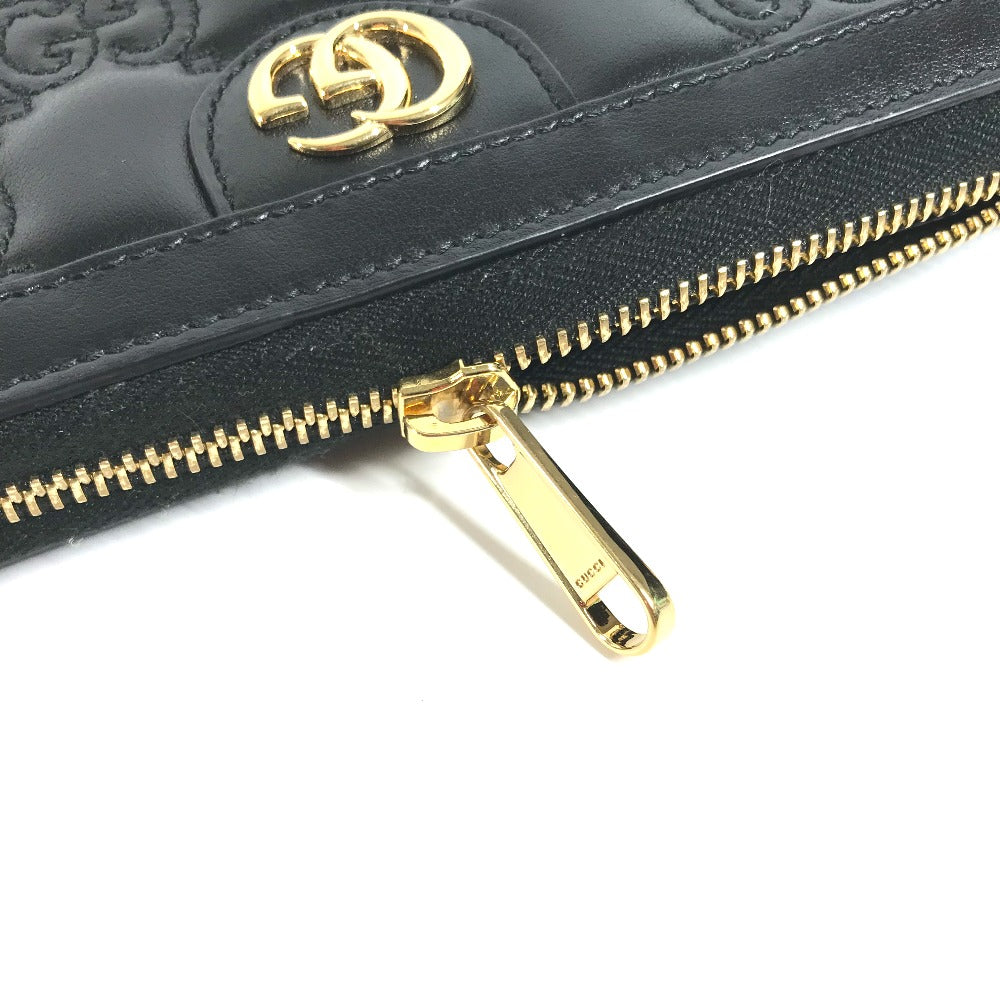GUCCI Long Wallet Purse 723784 leather black Long wallet GG matelass quilting mens Used