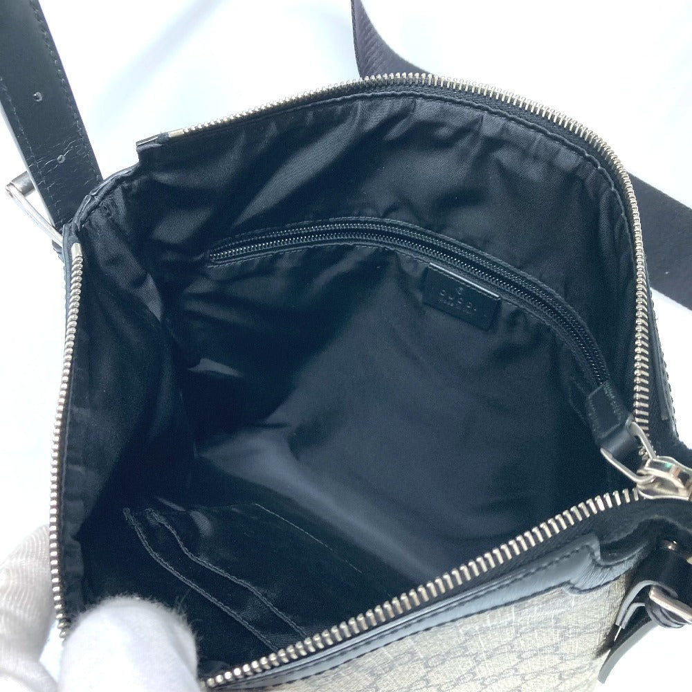 GUCCI Shoulder Bag 387111 GG Supreme Canvas Beige x black GG Supreme Shelly Line Web Line unisex(Unisex) Used