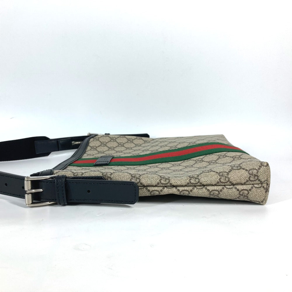 GUCCI Shoulder Bag 387111 GG Supreme Canvas Beige x black GG Supreme Shelly Line Web Line unisex(Unisex) Used