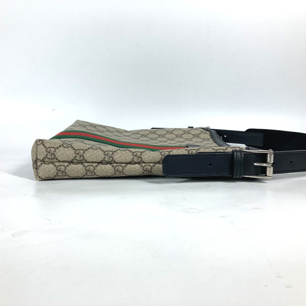 GUCCI Shoulder Bag 387111 GG Supreme Canvas Beige x black GG Supreme Shelly Line Web Line unisex(Unisex) Used