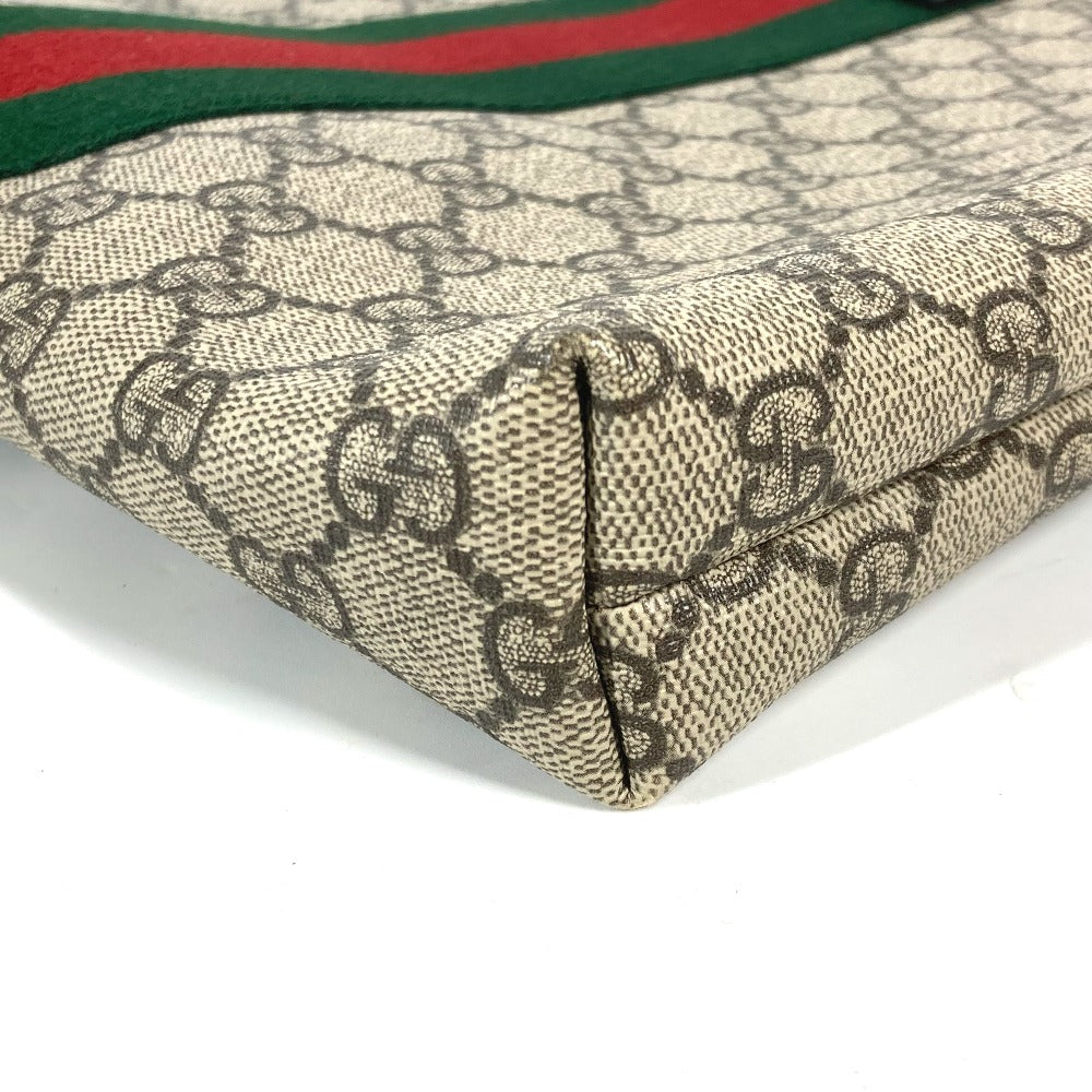 GUCCI Shoulder Bag 387111 GG Supreme Canvas Beige x black GG Supreme Shelly Line Web Line unisex(Unisex) Used
