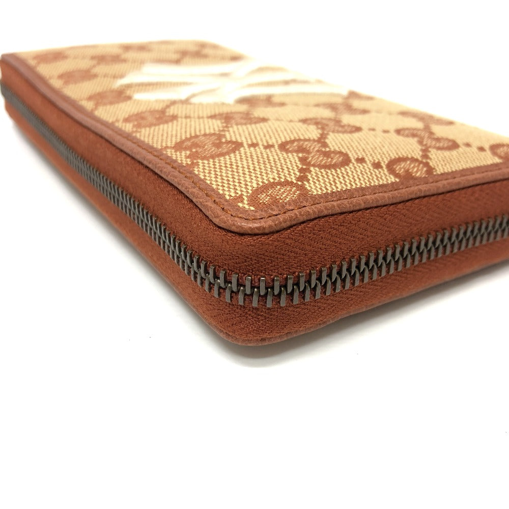 GUCCI Long Wallet Purse 547791 GG canvas / leather beige GG New York Yankees collaboration NY Women Used