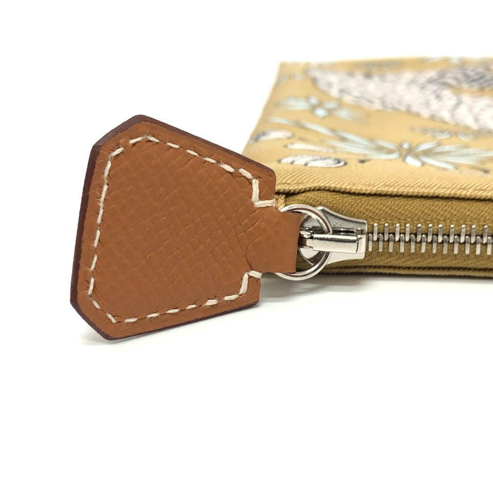HERMES Pouch Nylon beige Leopard unisex(Unisex) Used
