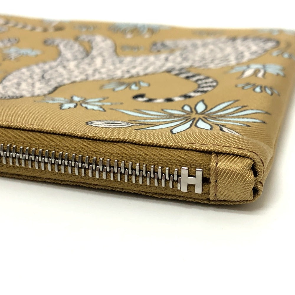 HERMES Pouch Nylon beige Leopard unisex(Unisex) Used