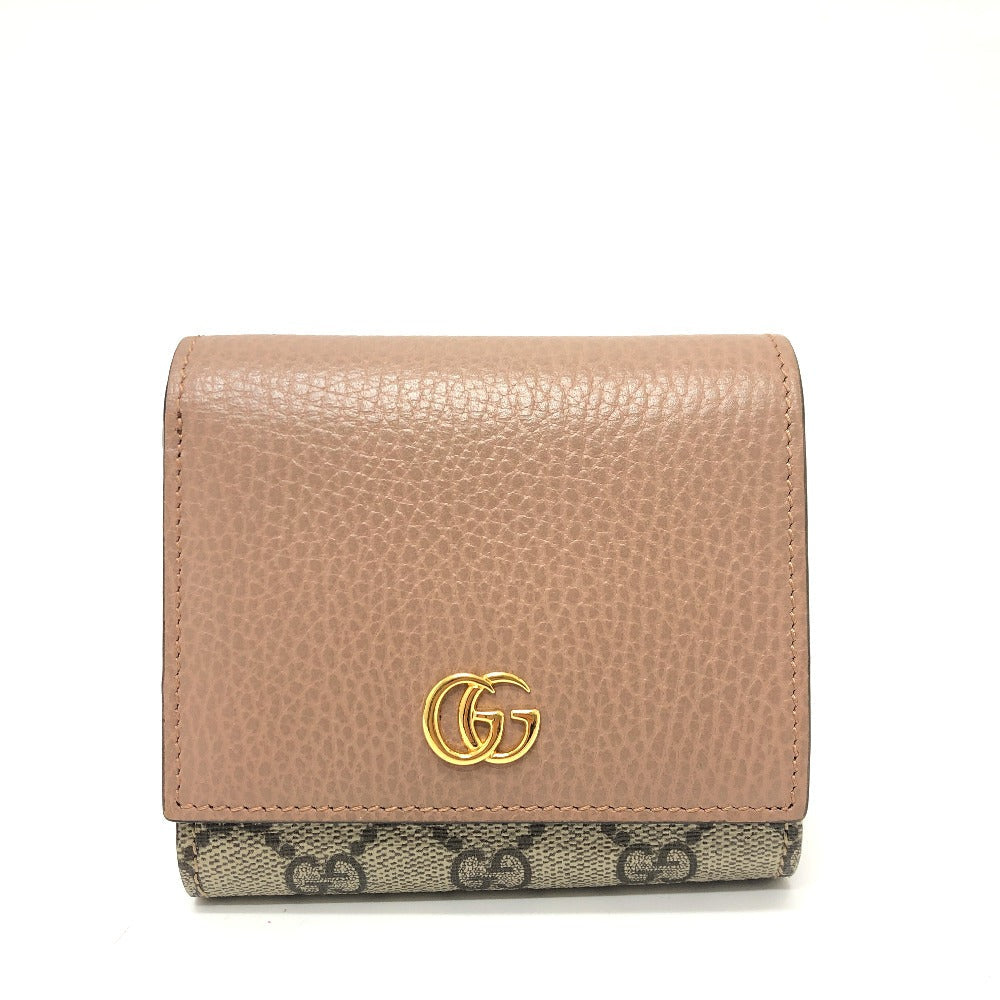 GUCCI Folded wallet 598587 GG Supreme canvas, leather beige GG Supreme Double G medium wallet Women Used
