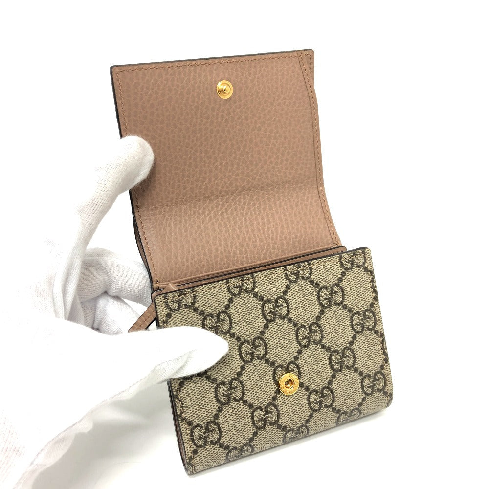 GUCCI Folded wallet 598587 GG Supreme canvas, leather beige GG Supreme Double G medium wallet Women Used