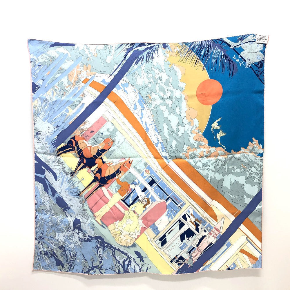 HERMES scarf silk blue Rendez-Vous Galant Women Used
