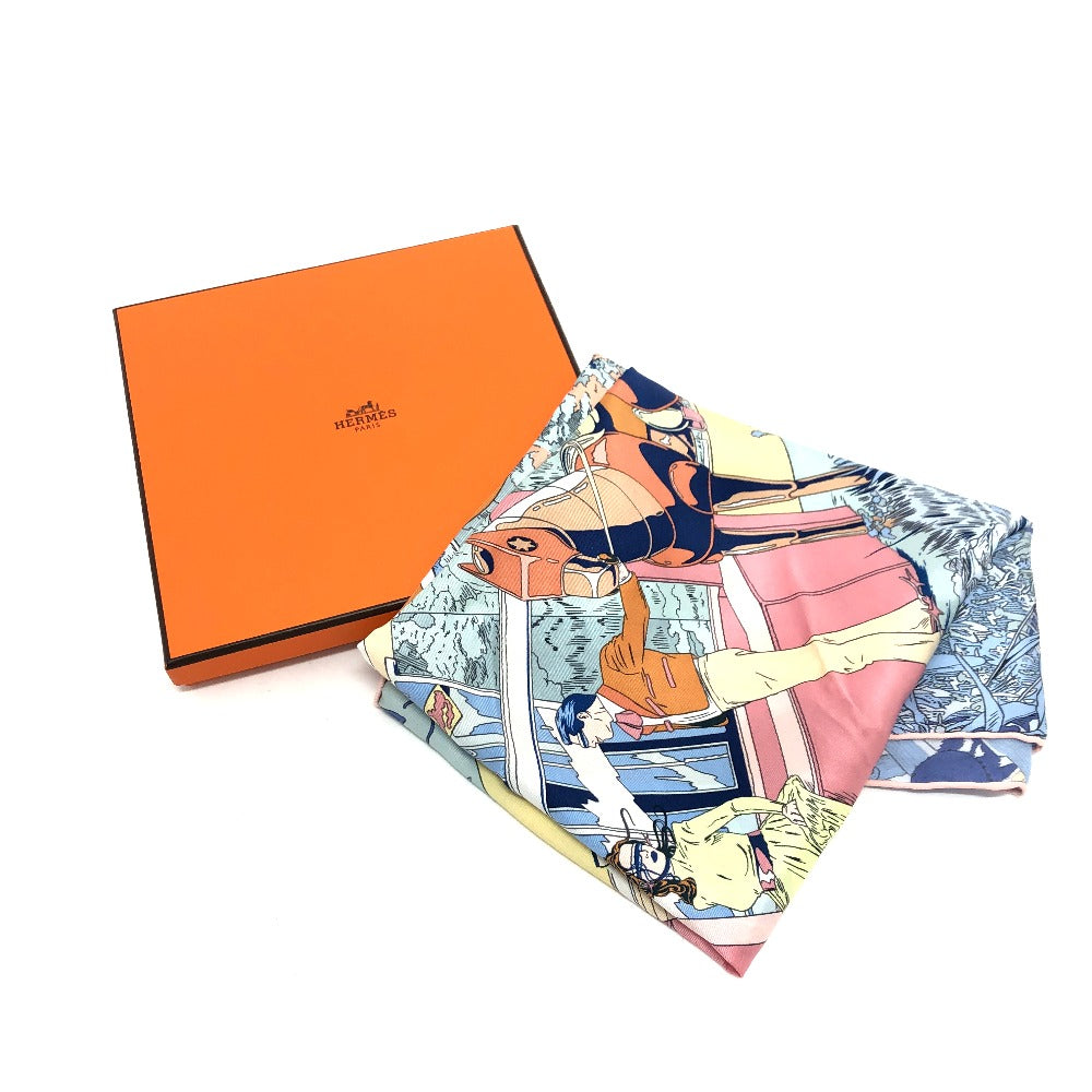 HERMES scarf silk blue Rendez-Vous Galant Women Used