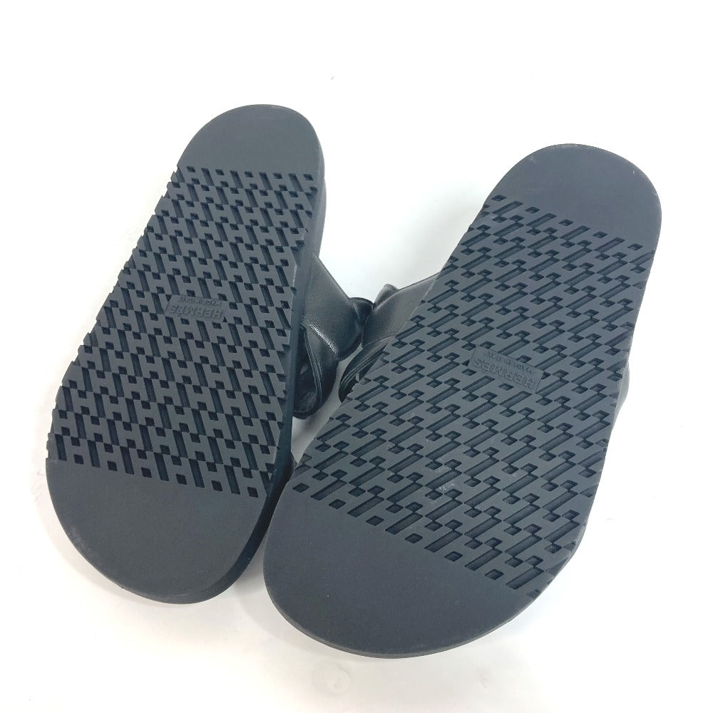 HERMES Sandals leather black Flat sandals extra Women 37 Used