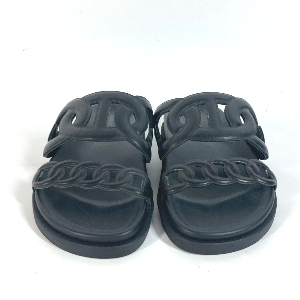 HERMES Sandals leather black Flat sandals extra Women 37 Used