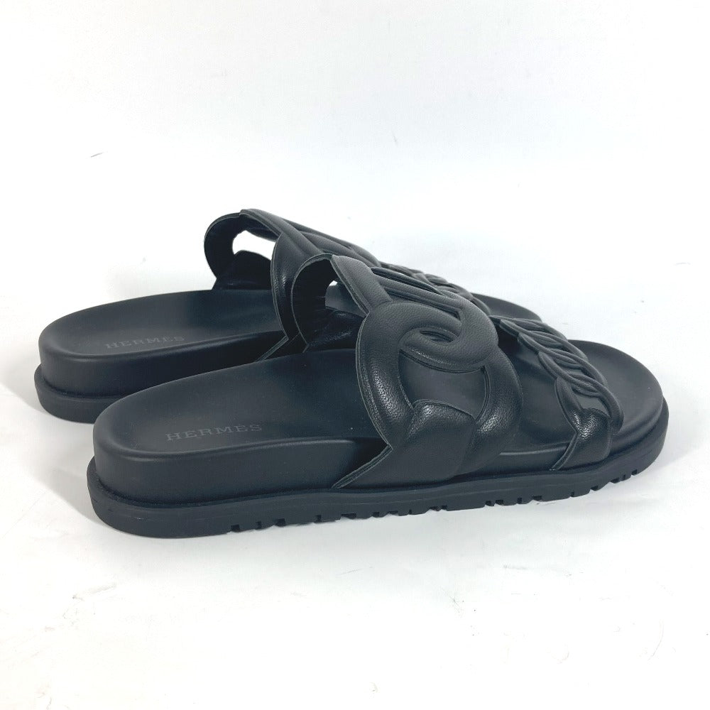 HERMES Sandals leather black Flat sandals extra Women 37 Used