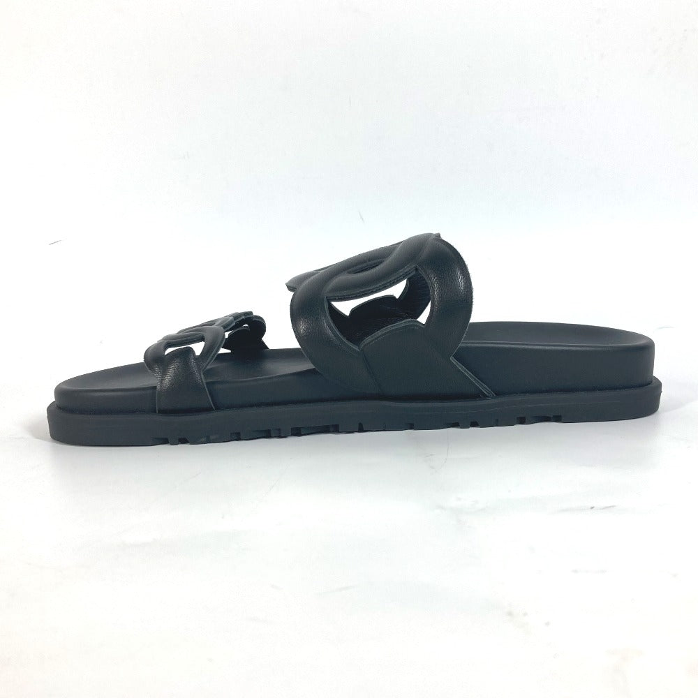 HERMES Sandals leather black Flat sandals extra Women 37 Used
