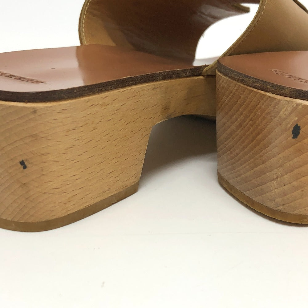 HERMES Sandals Leather / Wood beige H logo Kevral Women 38 Used