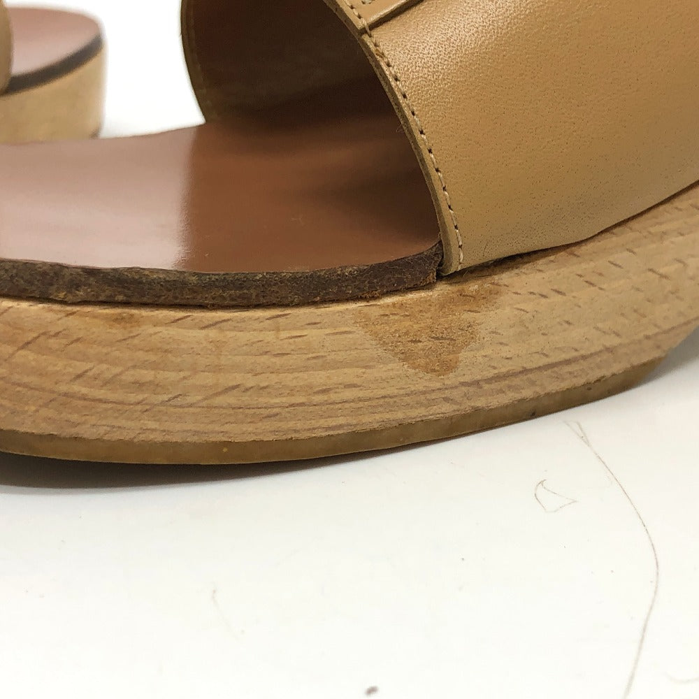 HERMES Sandals Leather / Wood beige H logo Kevral Women 38 Used