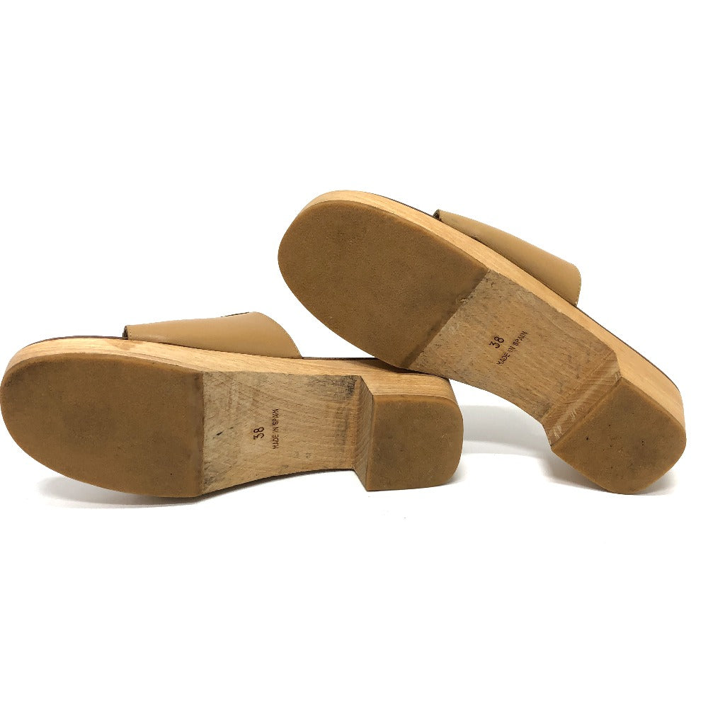 HERMES Sandals Leather / Wood beige H logo Kevral Women 38 Used