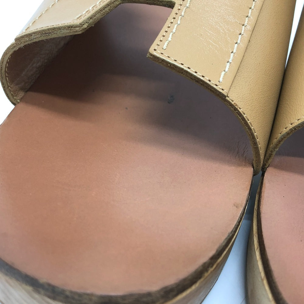 HERMES Sandals Leather / Wood beige H logo Kevral Women 38 Used