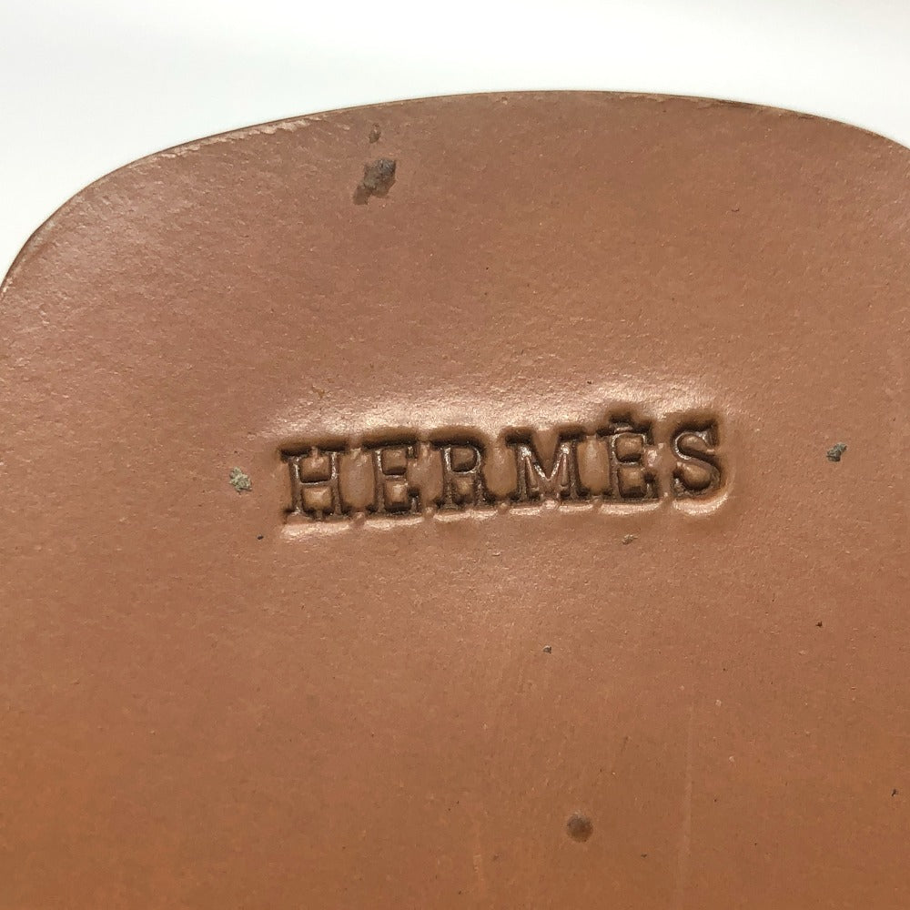 HERMES Sandals Leather / Wood beige H logo Kevral Women 38 Used