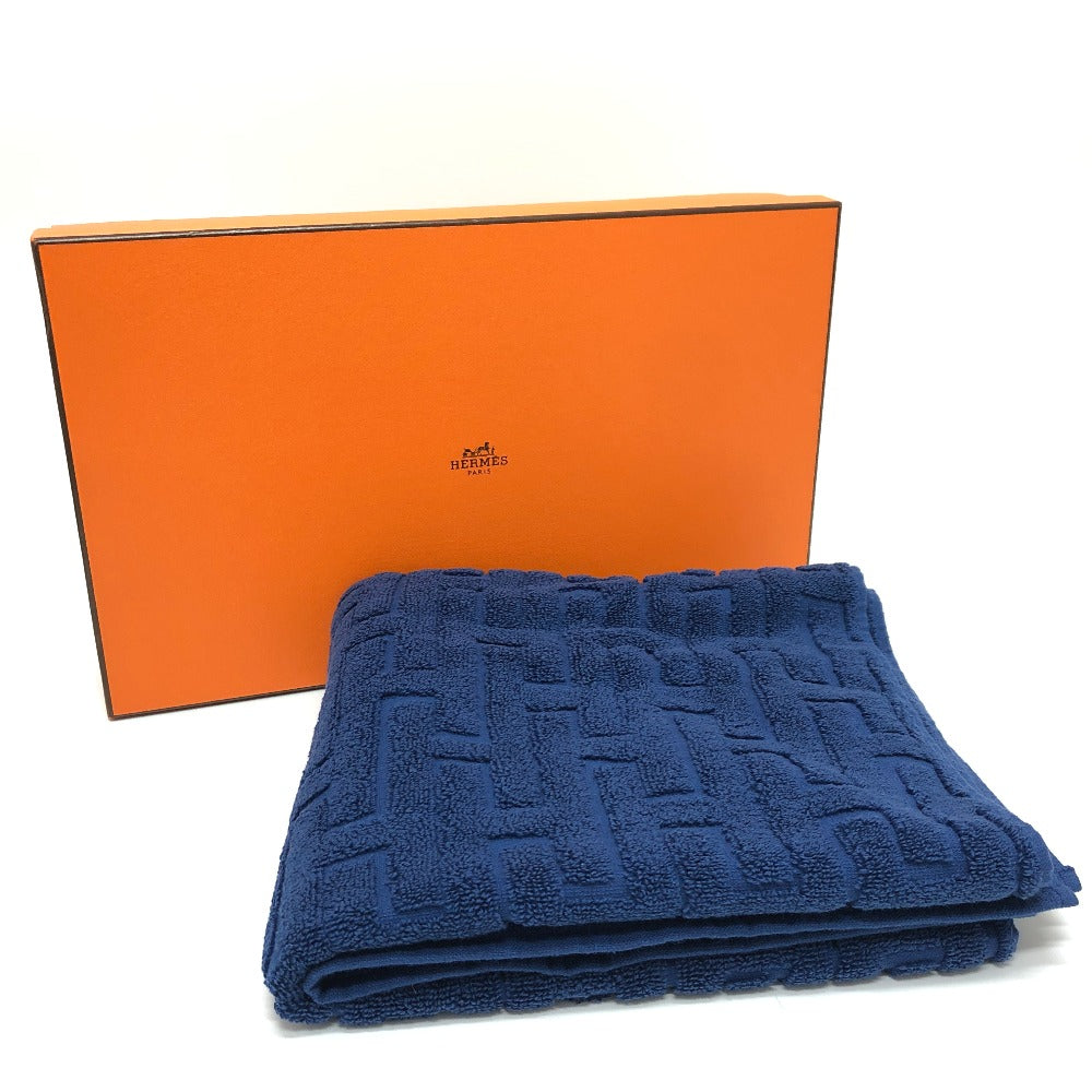 HERMES towel cotton blue labyrinth Women Used