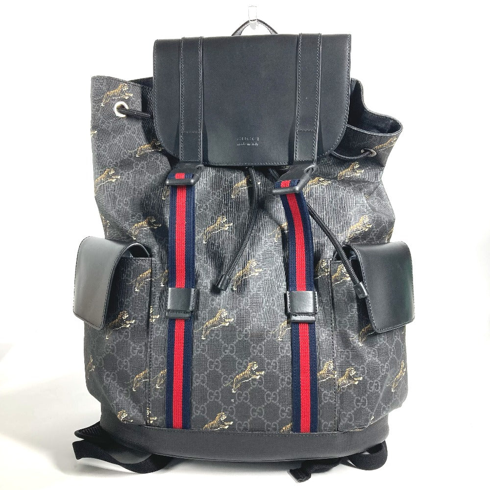GUCCI Backpack 495563 GG Supreme Canvas black GG Supreme Sherry line mens Used