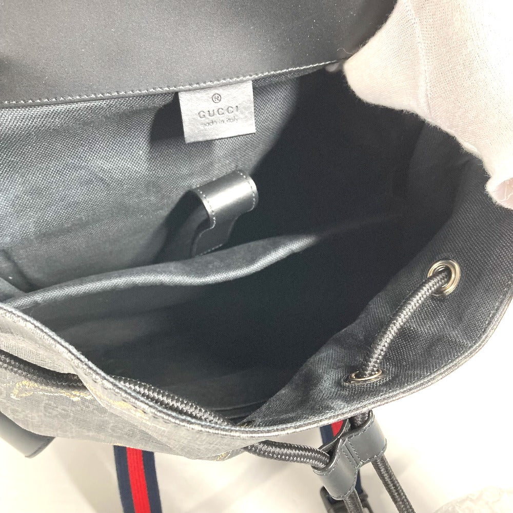 GUCCI Backpack 495563 GG Supreme Canvas black GG Supreme Sherry line mens Used