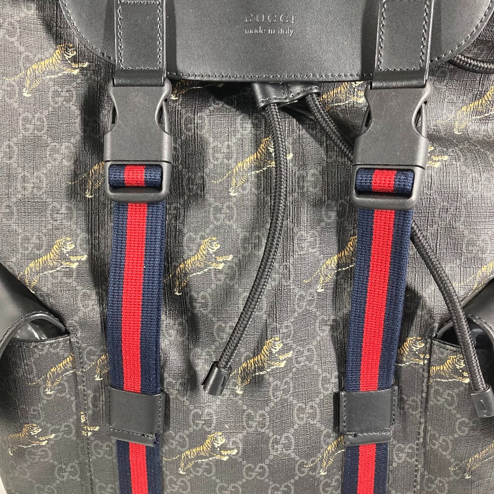 GUCCI Backpack 495563 GG Supreme Canvas black GG Supreme Sherry line mens Used