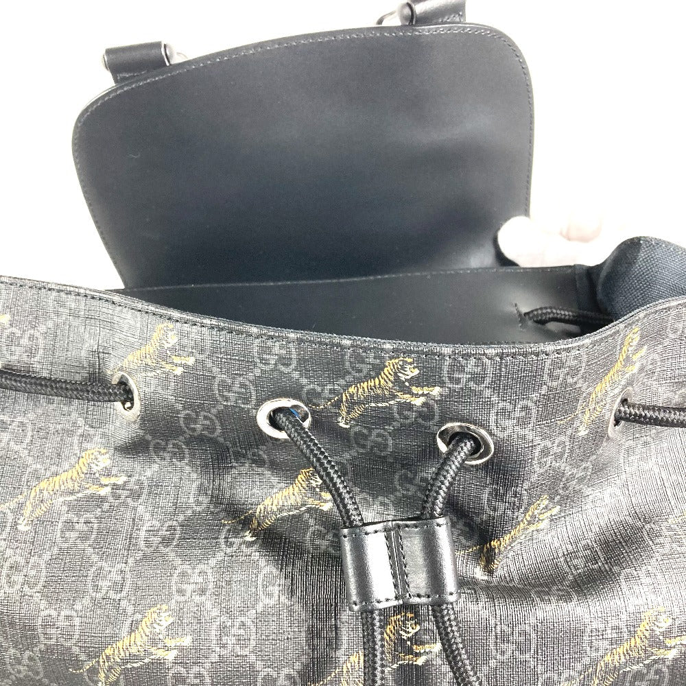 GUCCI Backpack 495563 GG Supreme Canvas black GG Supreme Sherry line mens Used