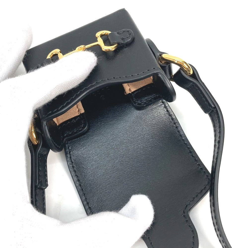 GUCCI Shoulder Bag 658611 leather black Shoulder Bag Crossbody Horsebit 1955(Unisex) Used