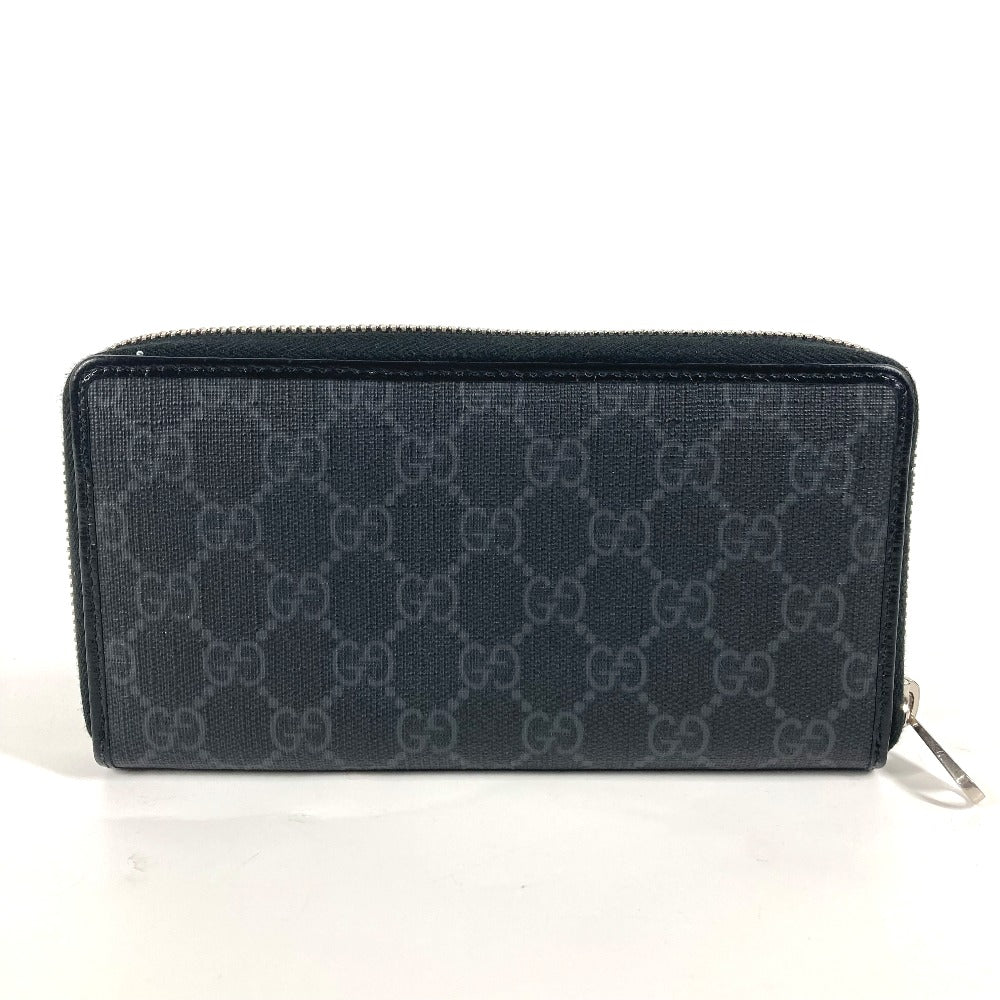 GUCCI Long Wallet Purse 673003 GG Supreme Canvas black GG Supreme Interlocking G zip-around wallet mens Used