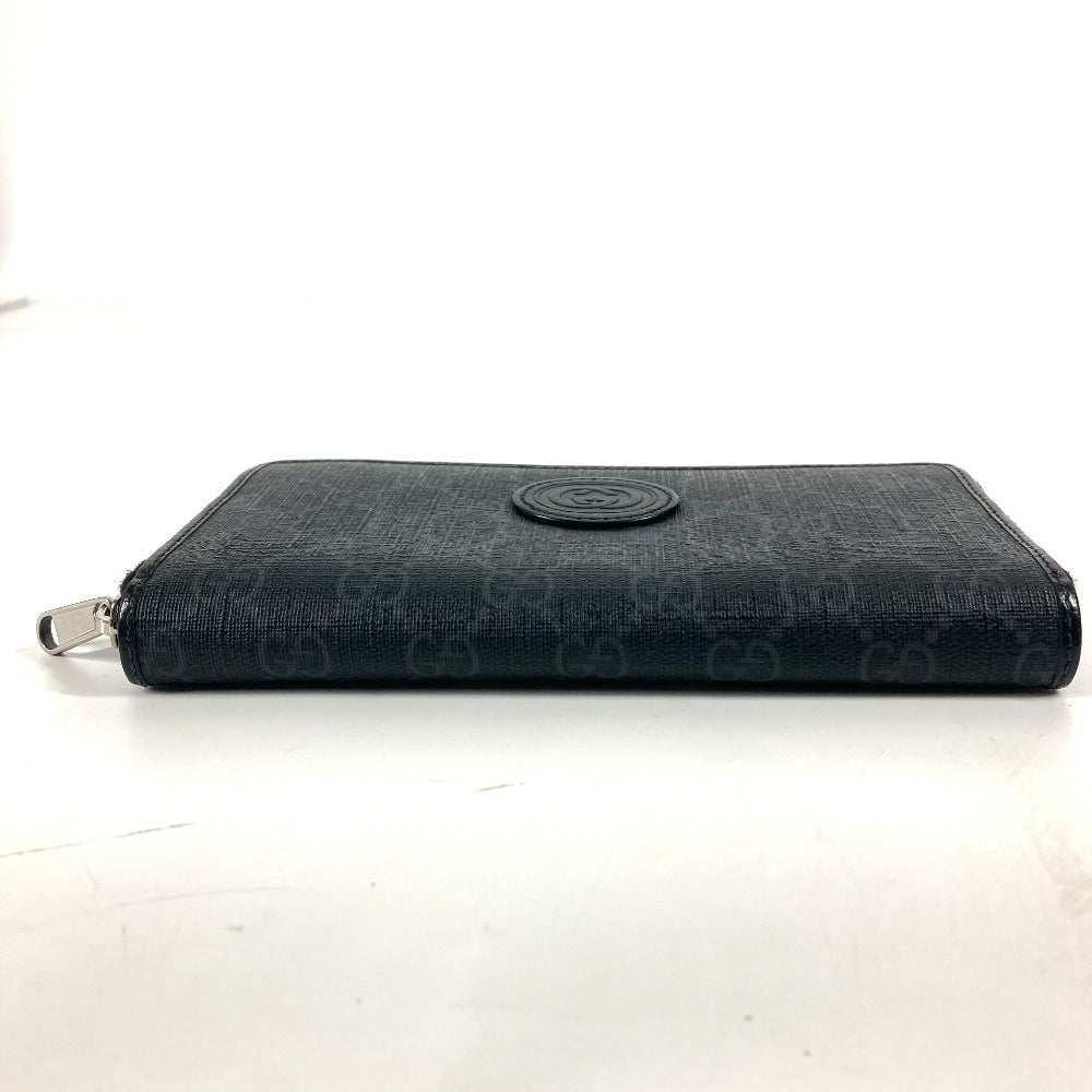 GUCCI Long Wallet Purse 673003 GG Supreme Canvas black GG Supreme Interlocking G zip-around wallet mens Used