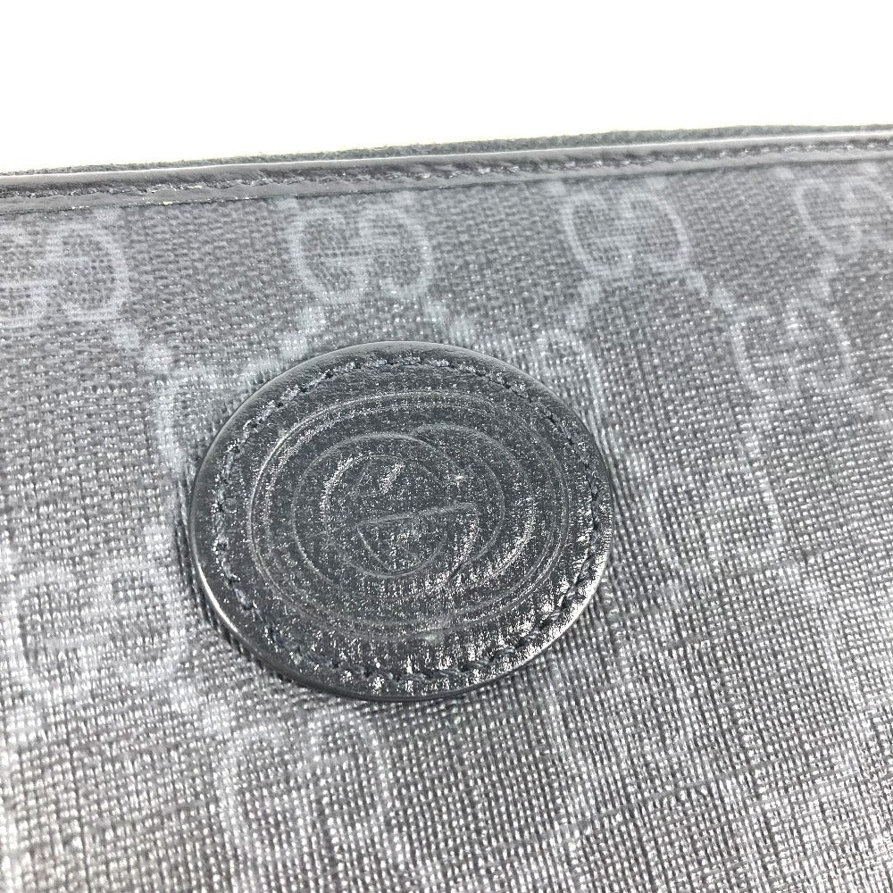 GUCCI Long Wallet Purse 673003 GG Supreme Canvas black GG Supreme Interlocking G zip-around wallet mens Used