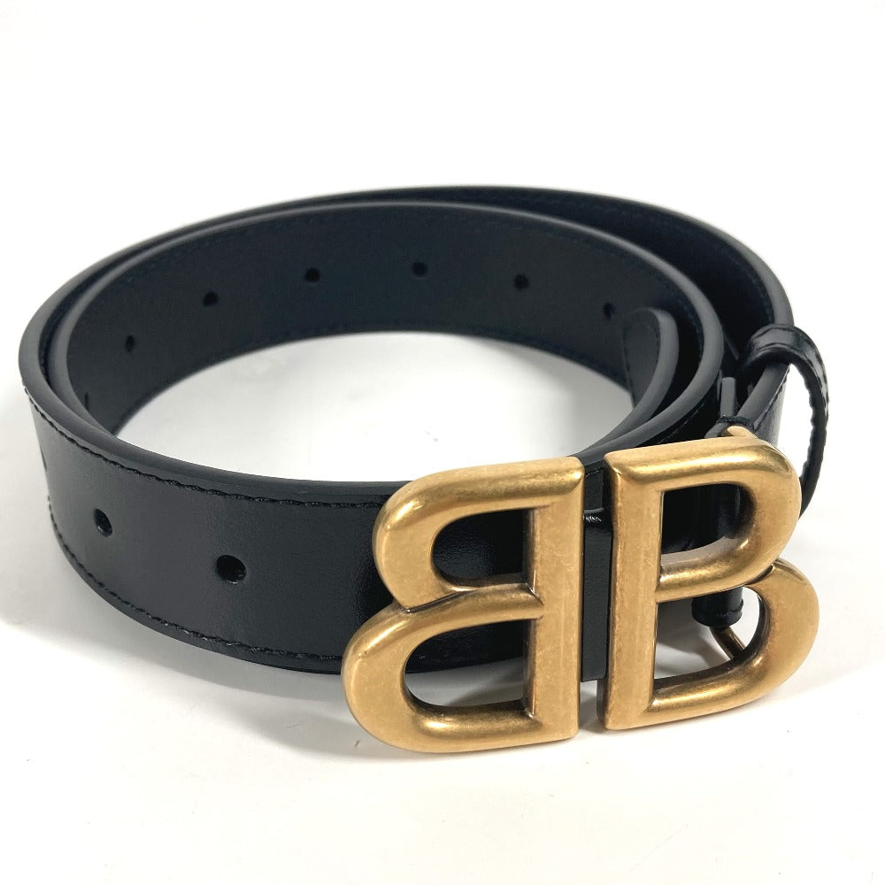BALENCIAGA belt 680456 leather black GUCCI collaboration Hacker Project BB Logo Women Used