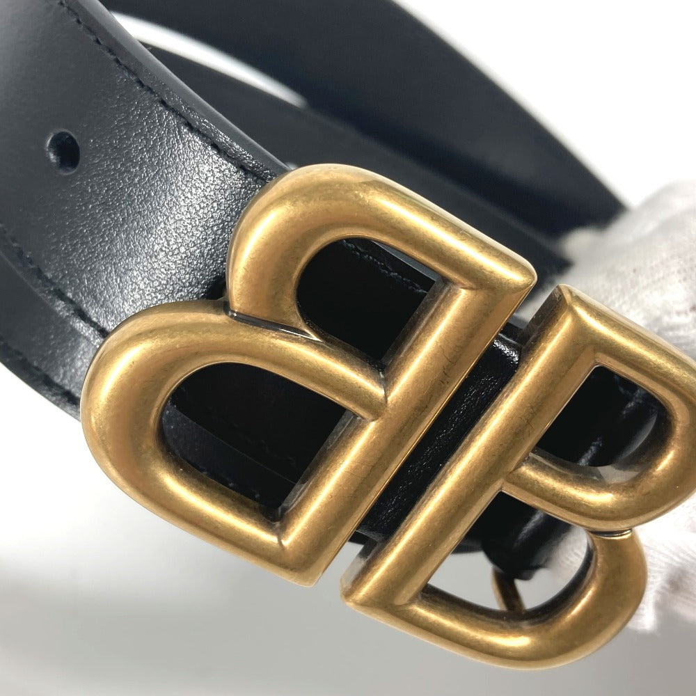 BALENCIAGA belt 680456 leather black GUCCI collaboration Hacker Project BB Logo Women Used