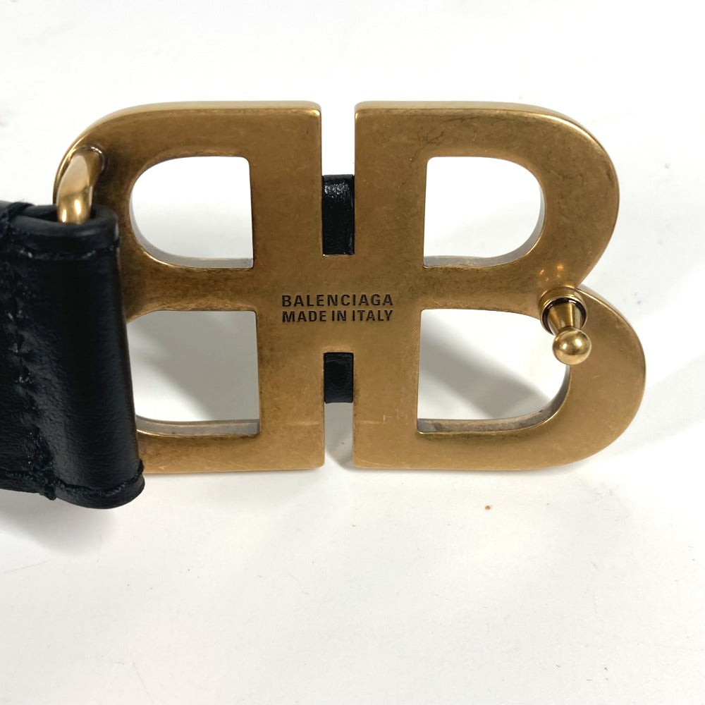 BALENCIAGA belt 680456 leather black GUCCI collaboration Hacker Project BB Logo Women Used