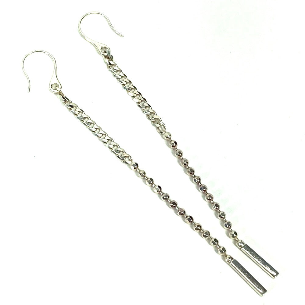 GUCCI Pierce metal Silver Hook Chain Logo Bar lariat Women Used